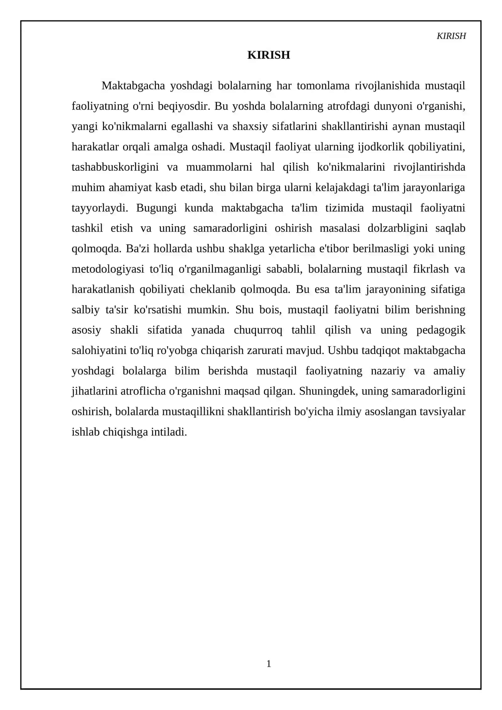 Mustaqil faoliyatning maktabgacha ta'limdagi o'rni va ahamiyati 3