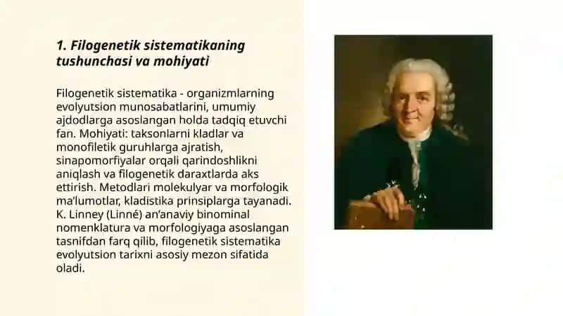 Filogenetik sistematikaning mohiyati. K.Linney sistematikasi Roʻziyeva Sojida 3