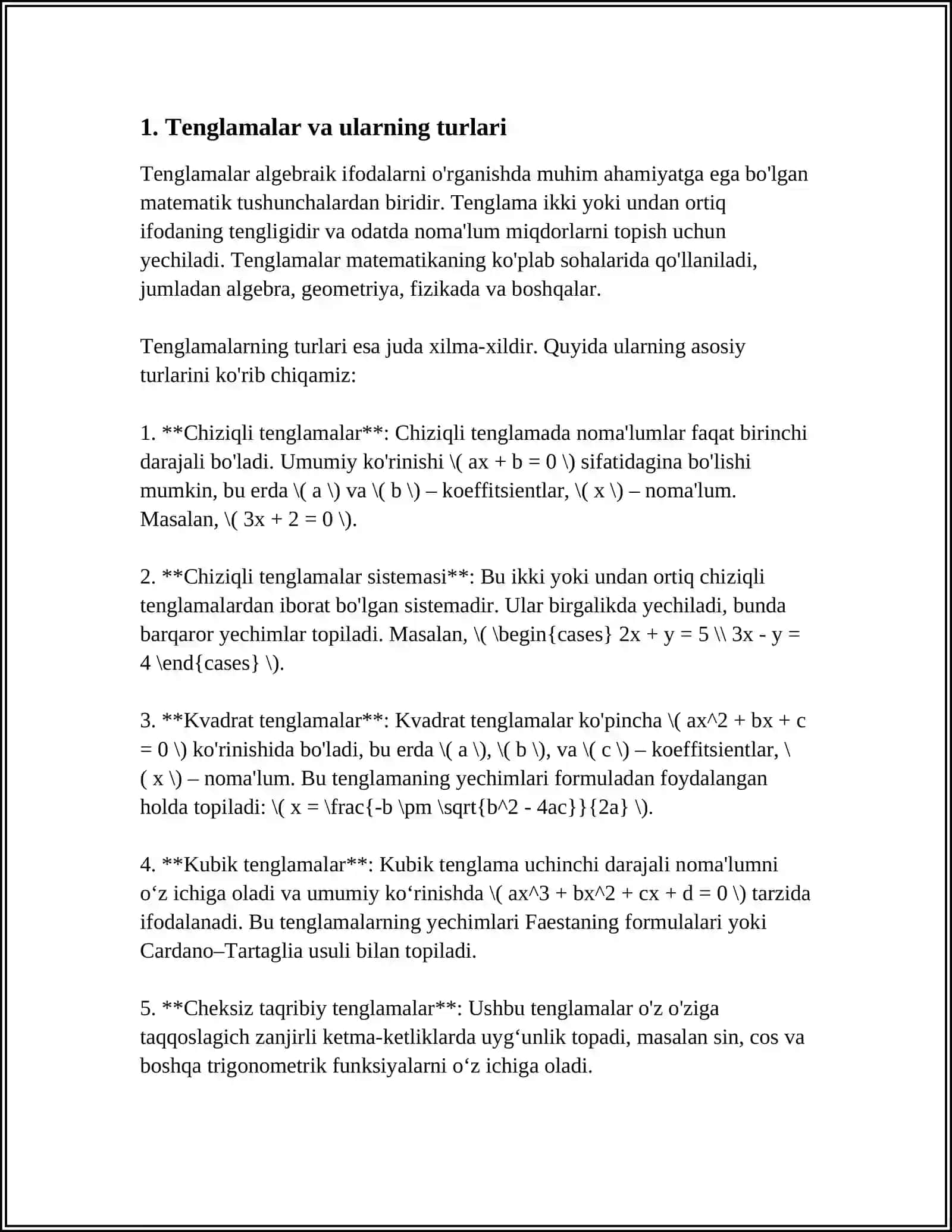 Teng kuchli formulalarga doir teoremalar 3