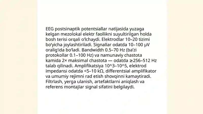 Elektro ensefalograf (EEG) yordamida miya bioelektrik faolligini olchash usullari 3
