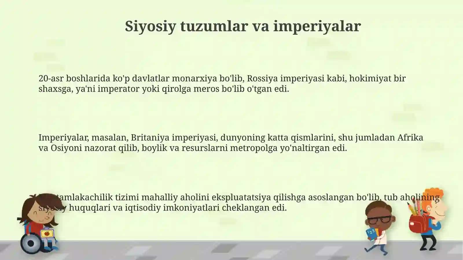 XX asr boshlaridagi ijtimoiy - siyosiy vaziyatni koʻrsatish 3