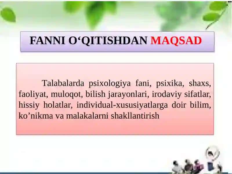 UMUMIY PSIXOLOGIYA FANIDAN TOPSHIRIQLARNI BAJARISH MEXANIZMLARI 3