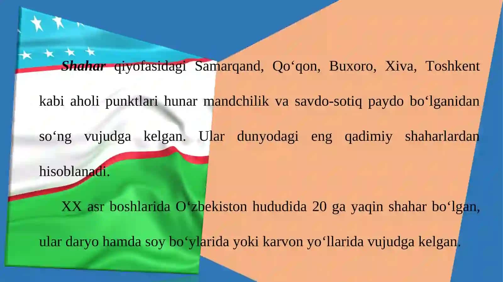 Tabiiy sharoit, kishilar mashg‘uloti hamda turli iqtisodiy-ijtimoiy, tarixiy omillar ta’sirida shahar, shaharcha, qishloq, ovul ko‘rinishidagi aholi punktlari tarkib topgan 3