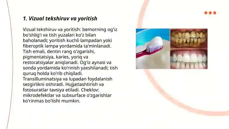 Tish qattiq to'qimalari kasalliklarini tekshirishning asosiy va qoʻshimcha usullari 3