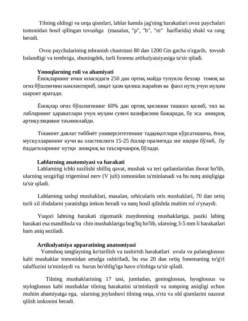 Nutq artikulyasion bo‘limining anatomo-fiziologik faoliyati 3
