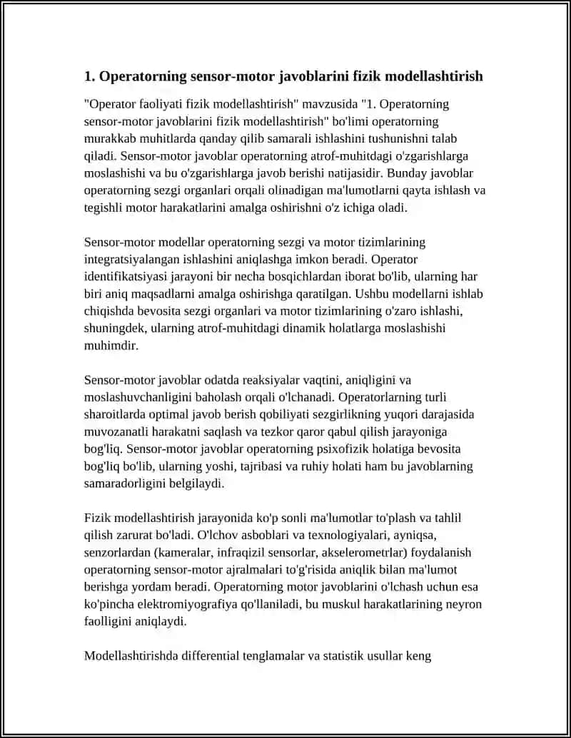 OPERATOR FAOLIYATI FIZIK MODELLASHTIRISH 3