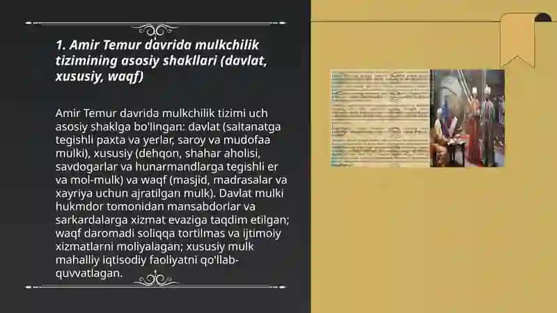 Amir Temur va Temuriylar Davridagi Iqtisodiy Qarashlar 3