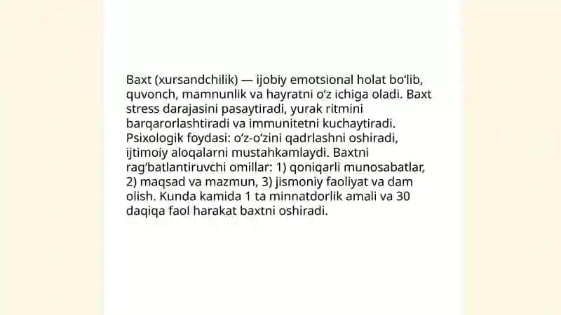 Baxt (xursandchilik) 3