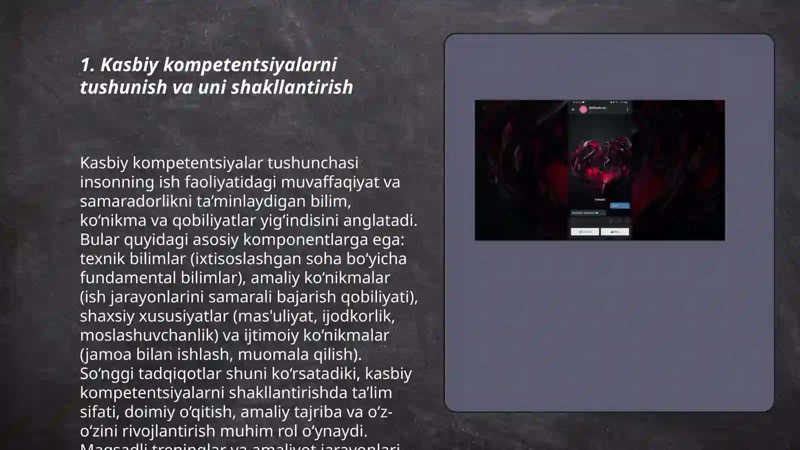 Kasbiy kompetentsiyalarni tushunish va uni shakllantirishda kreativ yondashuv 3