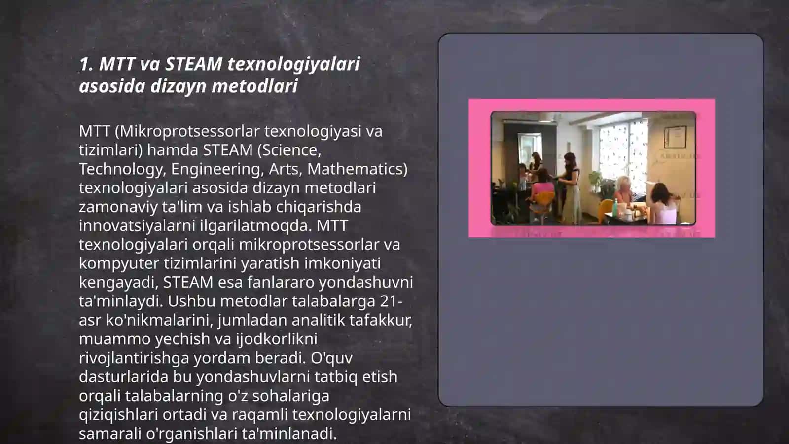 MTT va STEAM texnologiyasi asosida dizayn va kreativ ijodkorlikni shakllantirish 3