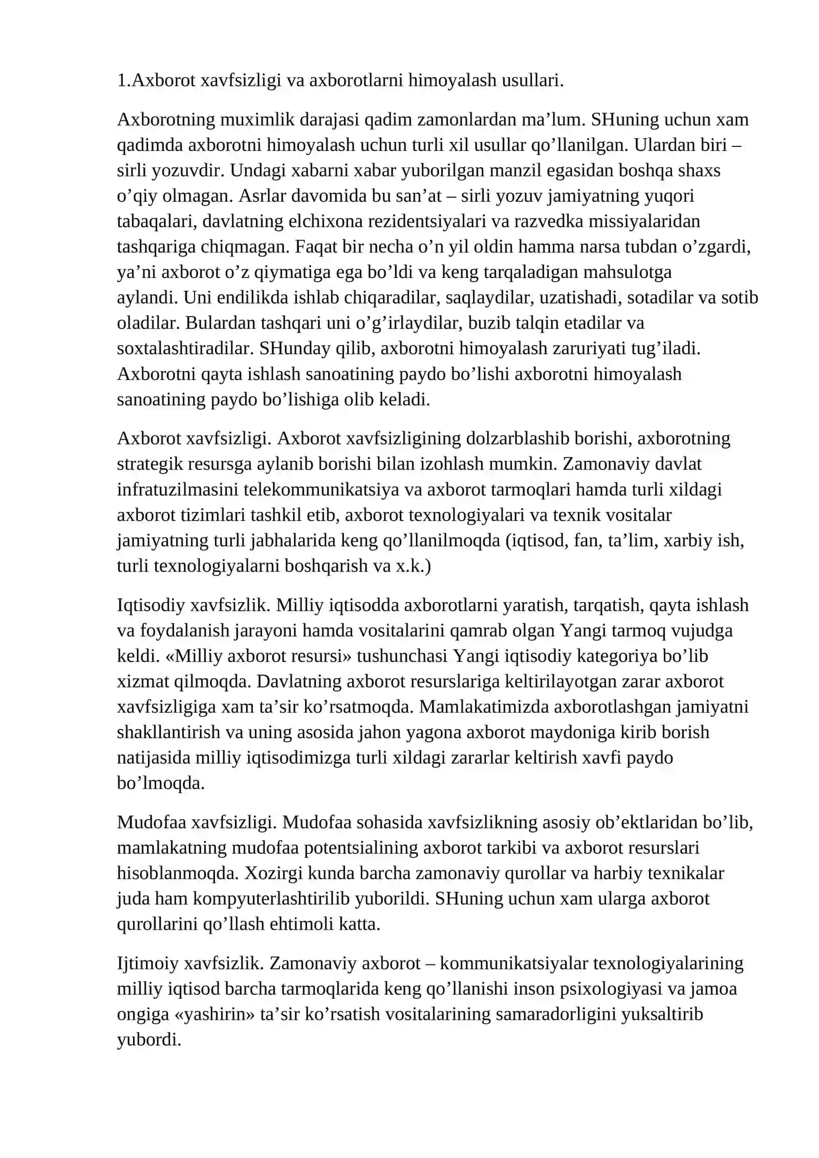 Axborot xavfsizligi va uni himoyalash 3