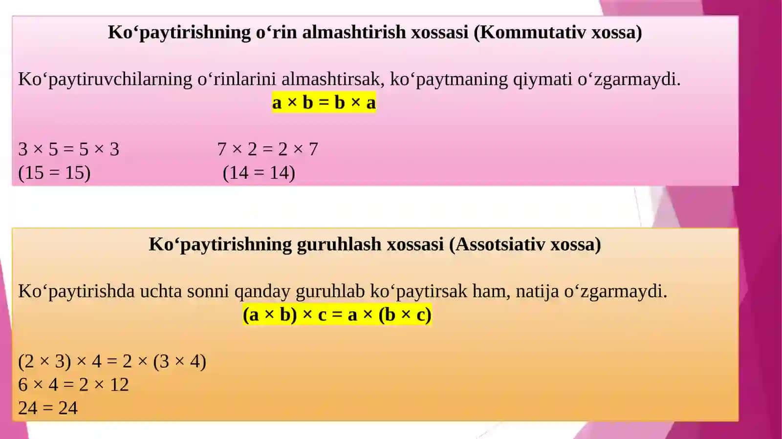 KO`PAYTIRISHNING O`RIN ALMASHTIRISH VA GURUHLASH XOSSALARI 3