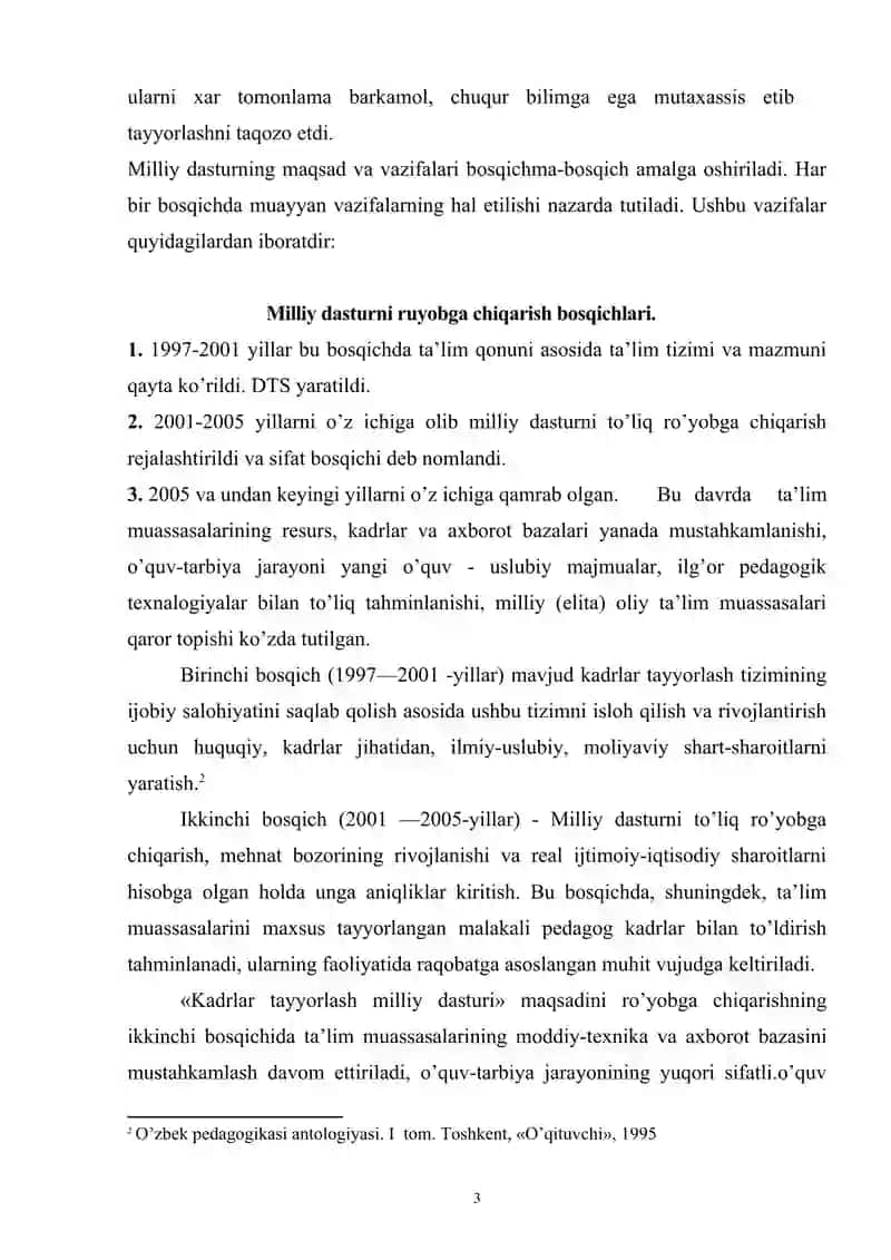 O’zbekiston Respublikasi Kadrlar tayyorlash milliy dasturi 3