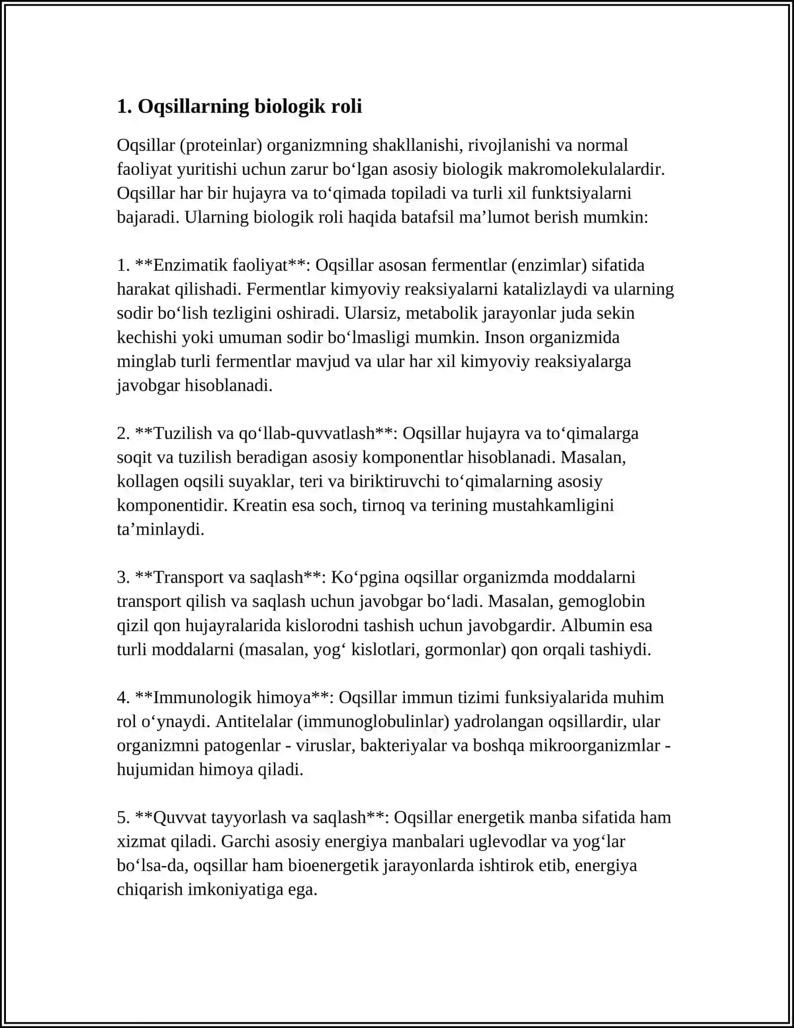 ASOSIY OZUQAVIY MODDALAR OQSILLAR,YOGʻLAR,KARBONSUV VA MINERAL MODDALARNING BIOLOGIK ROLI VA ASOSIY MANBALARI 3