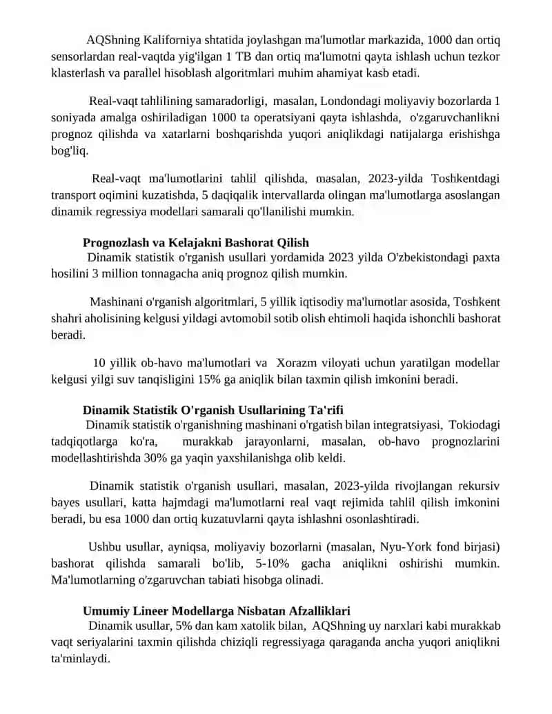 Dinamik statistik o'rganish usullari 3