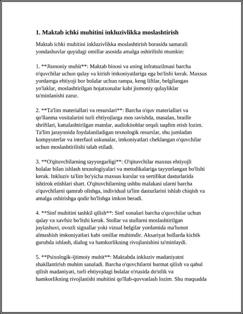 ALOHIDA YORDAMGA MUHTOJ BOLALARNI SAMARALI INKLYUZIYASI UCHUN ICHKI SHAROITI 3