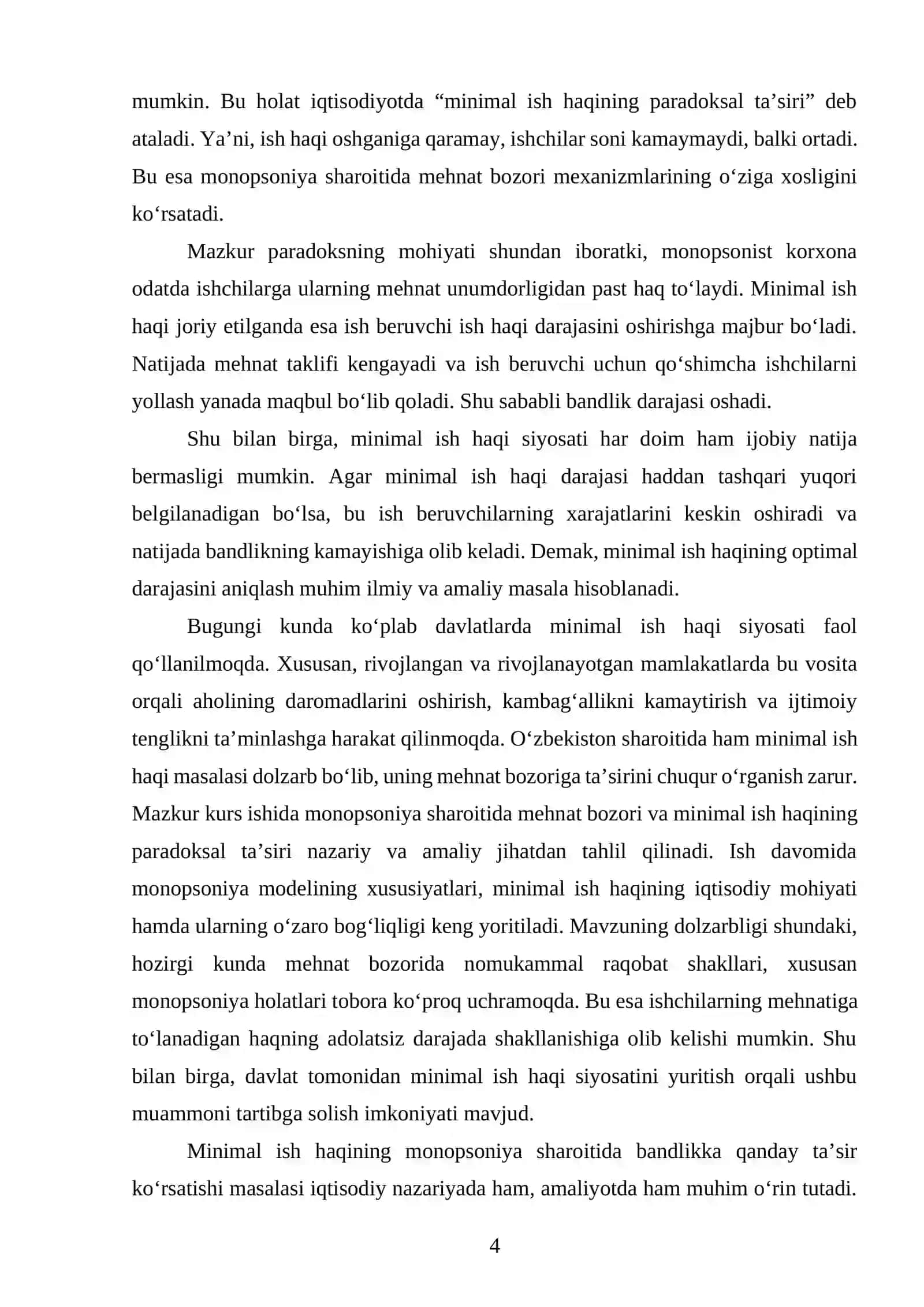 MONOPSONIYA SHAROITIDA MEHNAT BOZORI: MINIMAL ISH HAQINING PARADOKSAL TA’SIRI 3
