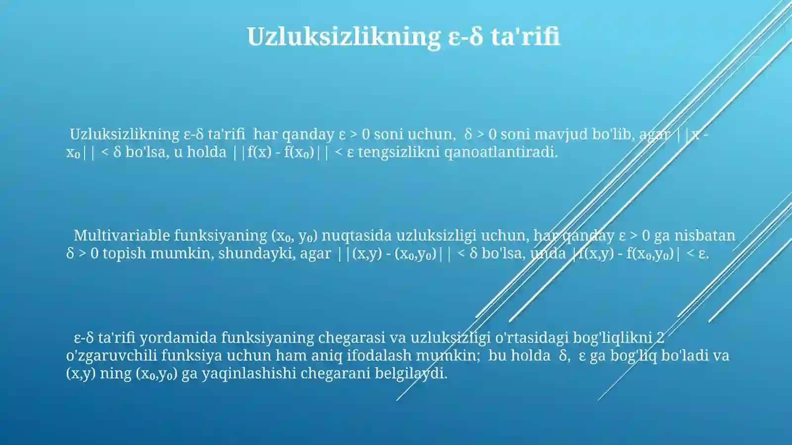 Ko‘p o‘zgaruvchili funksiyaning uzluksizligi 3