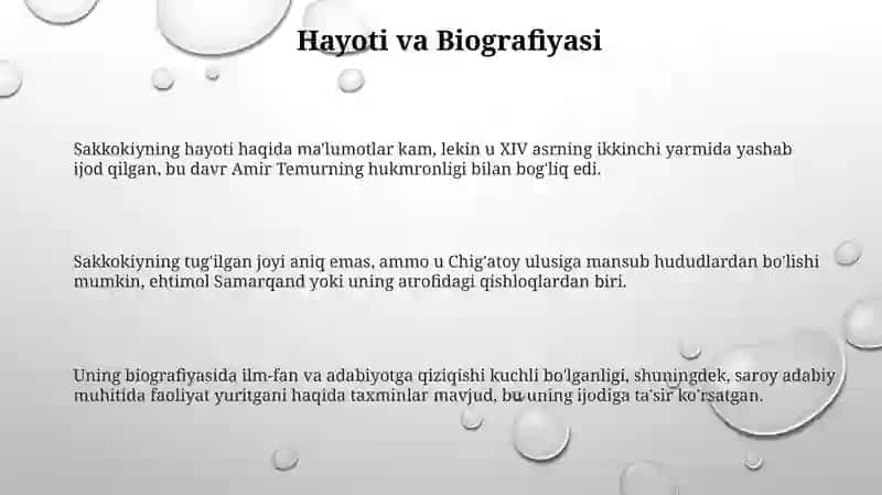 Sakkokiy hayoti va ijodiy faoliyati 3