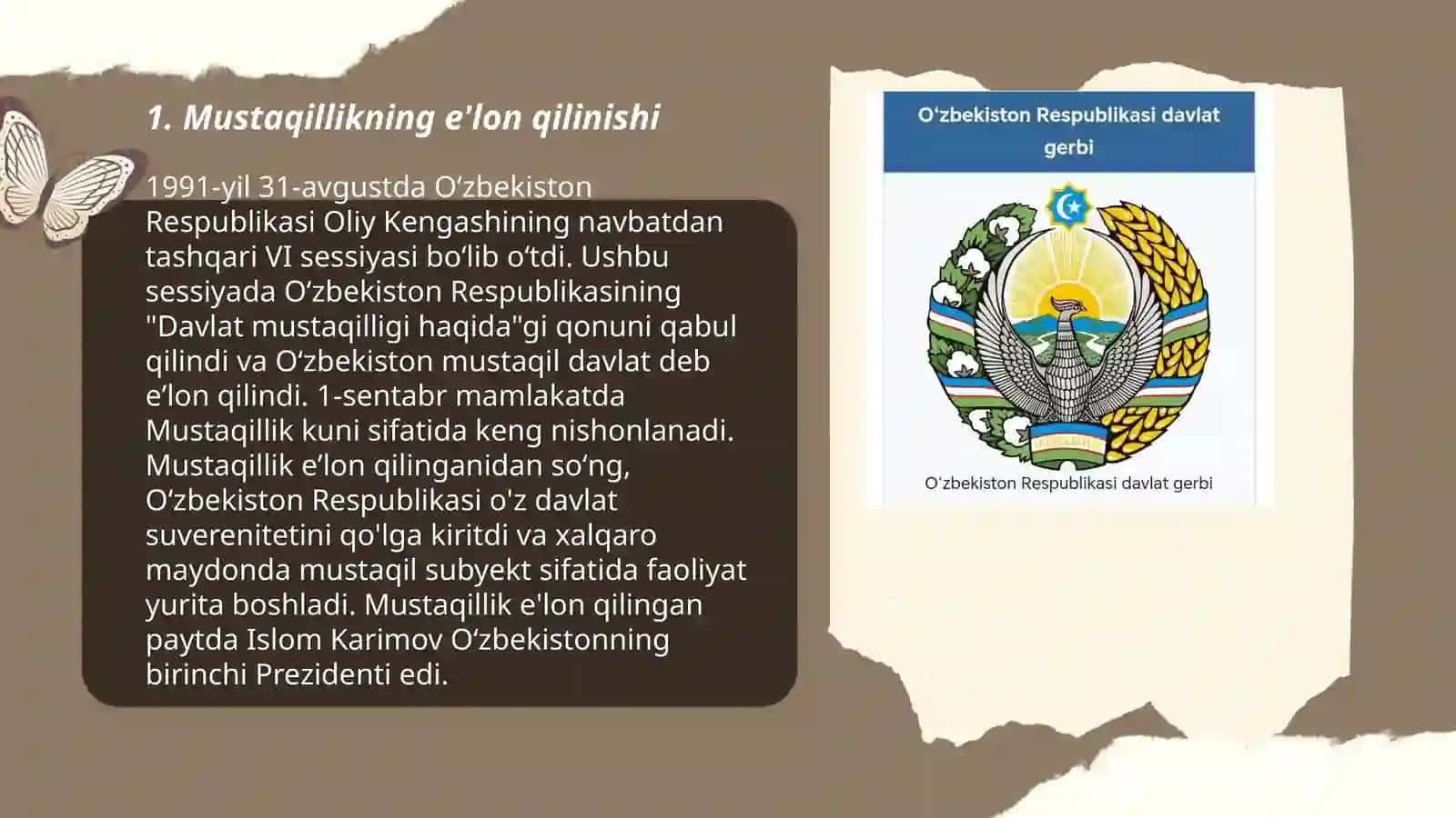 Mustaqil O'zbekiston Respublikasi tashkil topishi va uning tarixiy ahamiyati 3