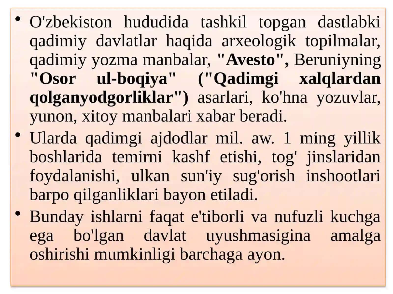 O’ZBEK DAVLATCHILIGINING SHAKLLANISHI VA DASTLABKI TARAQQIYOT BOSQICHLARI 3
