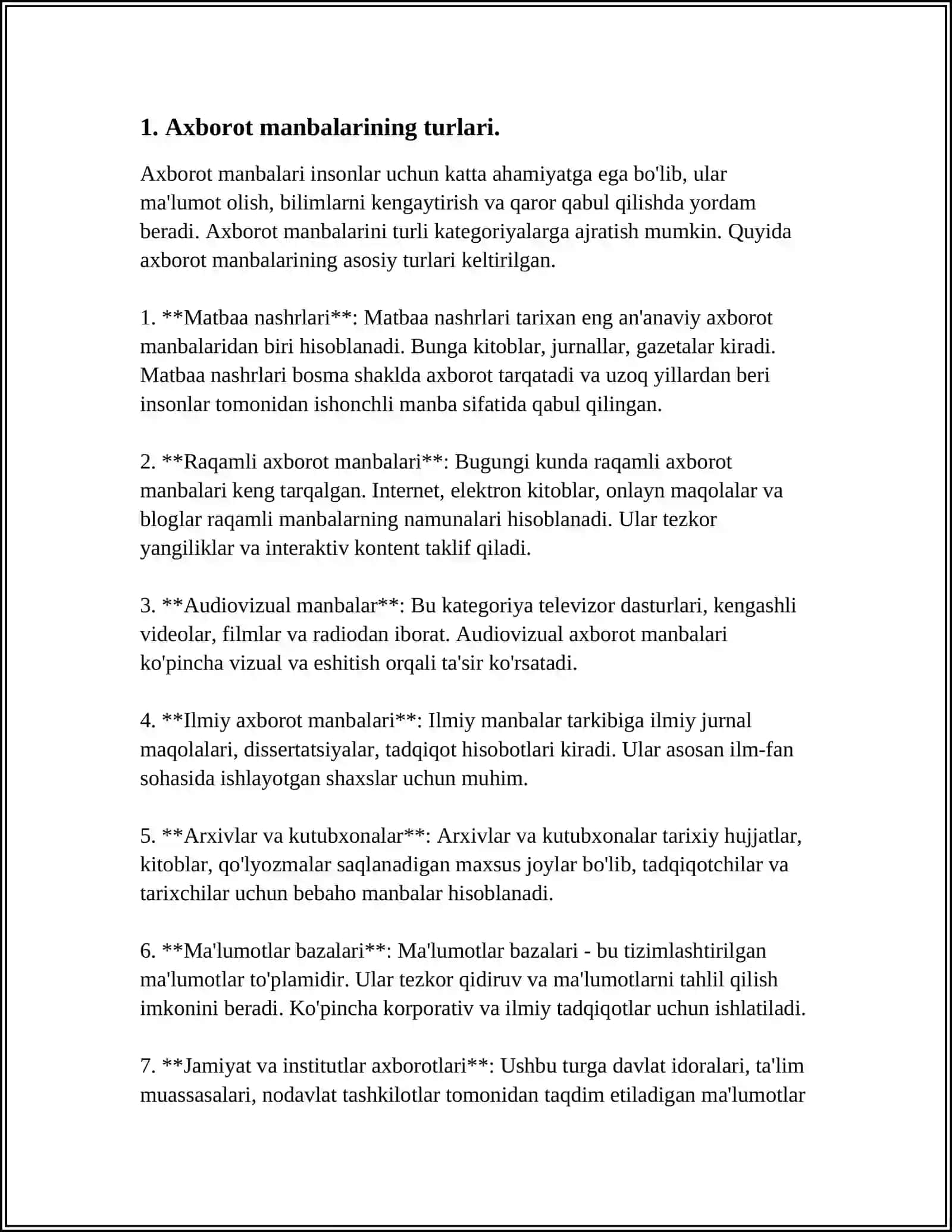 AXBOROT MANBALARI YUZASIDAN JURNALISTIK MATERIALNI TAHLIL QILING 3