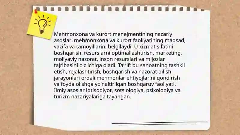 Mehmonxona va kurort menejmenti fanining asosiy nazariy asoslari 3