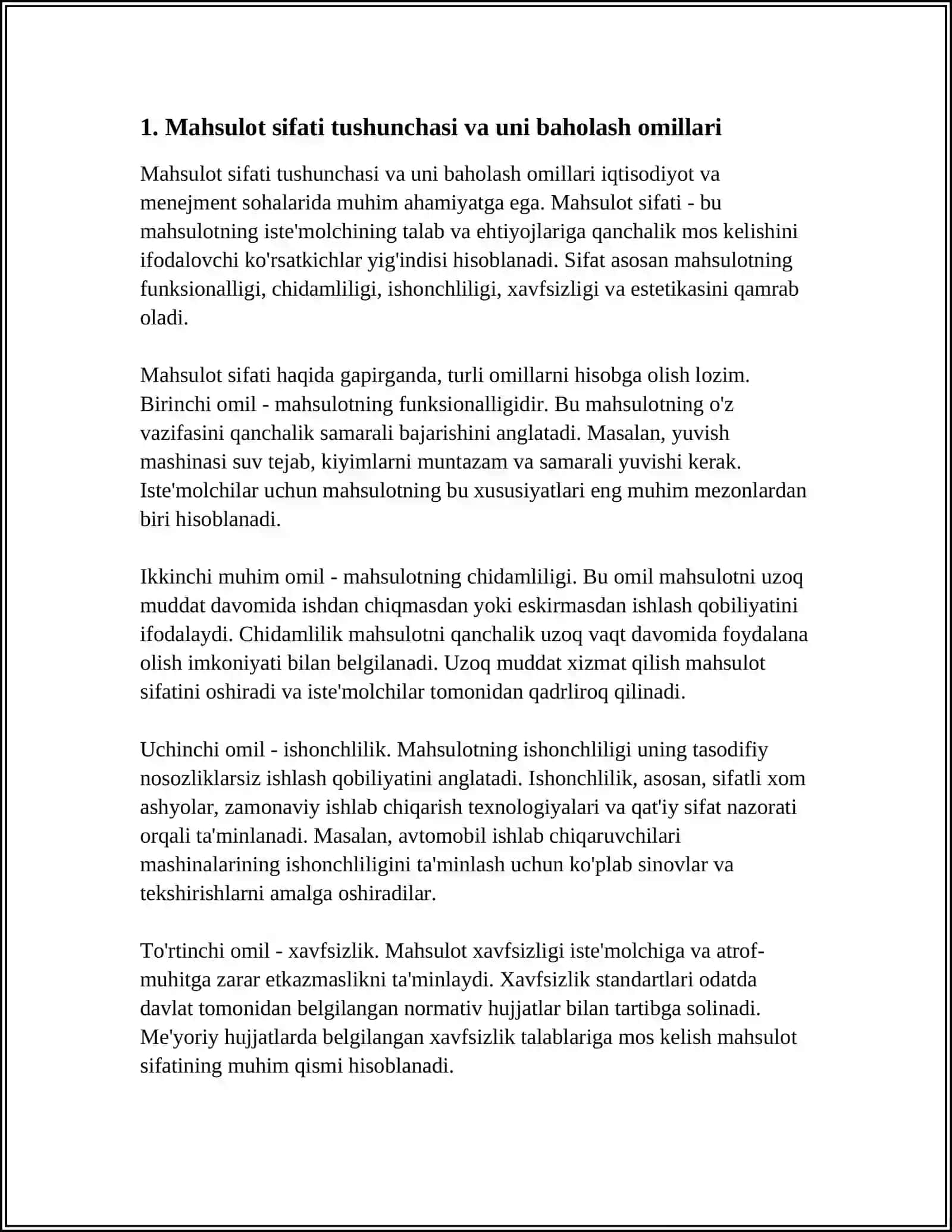 MAHSULOT SIFATIGA ETUVCHI OMILLAR VA ULARNING MAHSULOT SIFATIGA SALBIY TAʼSIRINI KAMAYTIRISH USULLARI 3