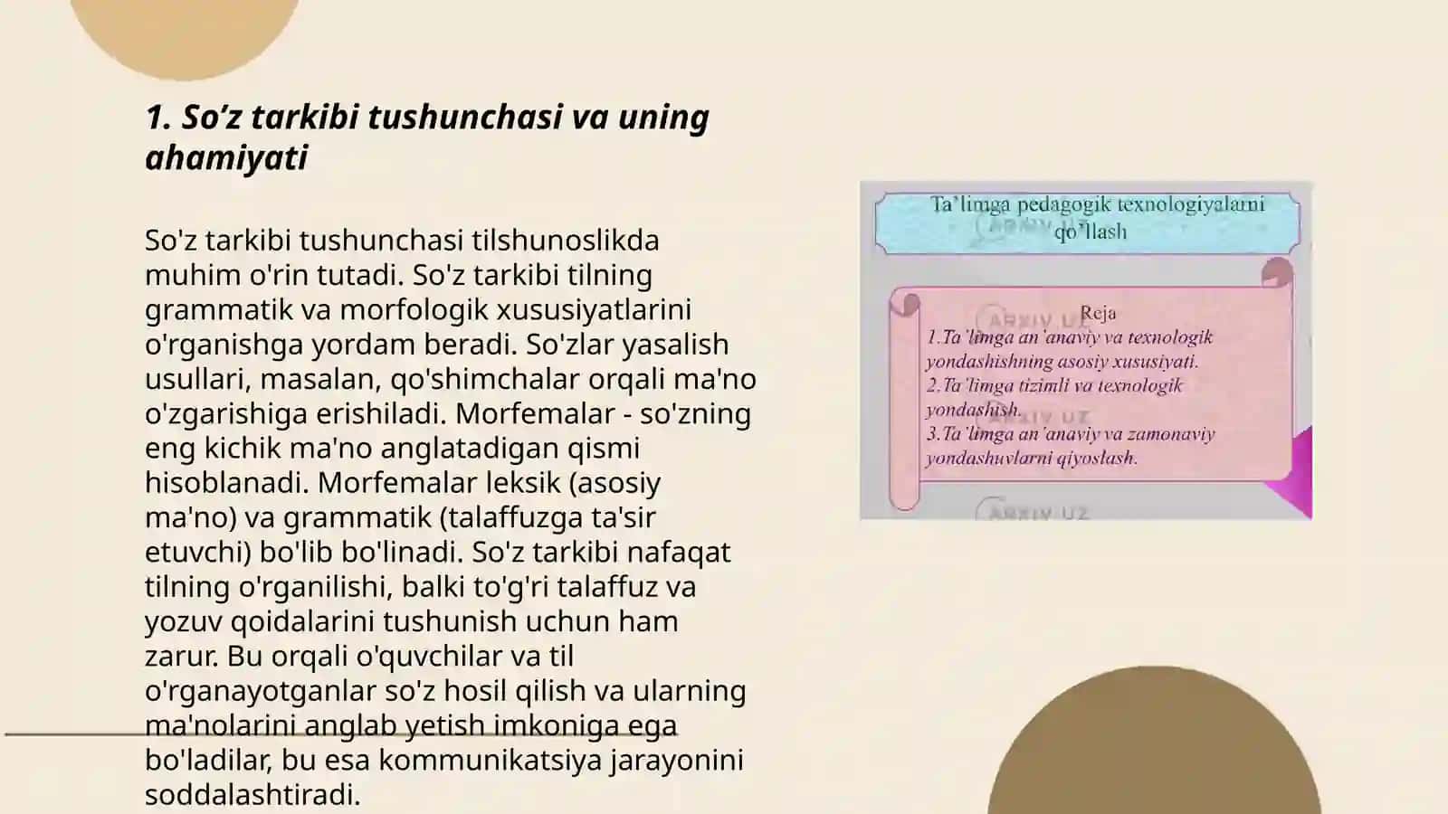 So’z tarkibini pedogogik texnologiyalarni o’rganishda qo’llash 3