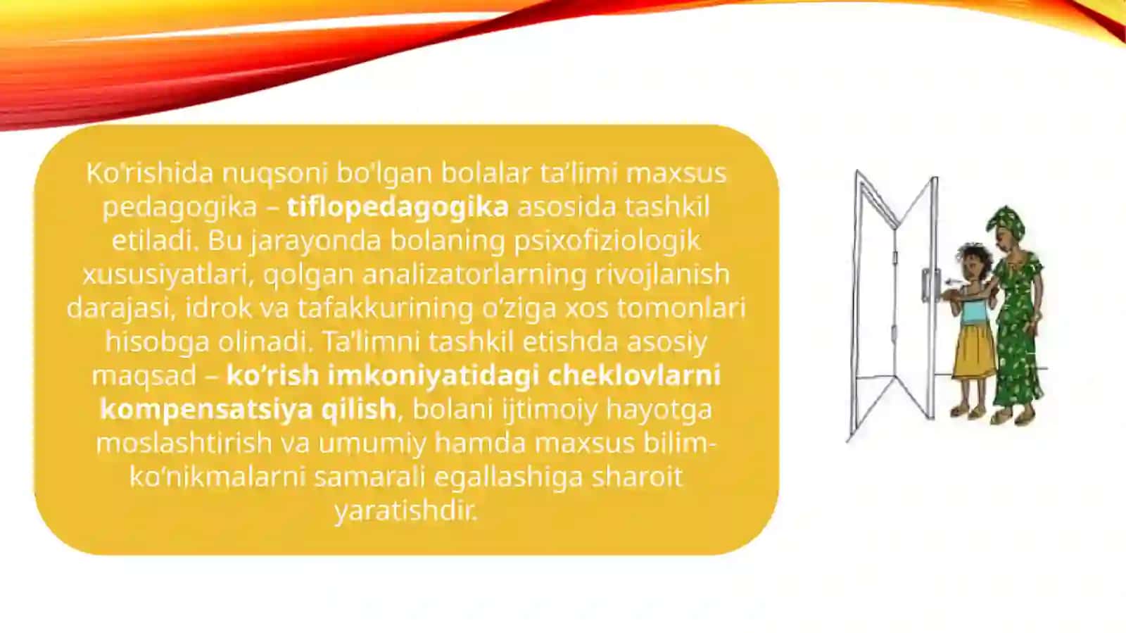 Ko'rishida nuqsoni bo'lgan bolalar ta’limining tashkiliy shakllari 3