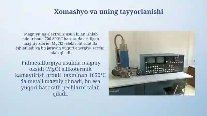 Magniy ishlab chiqarish texnologiyasi 3