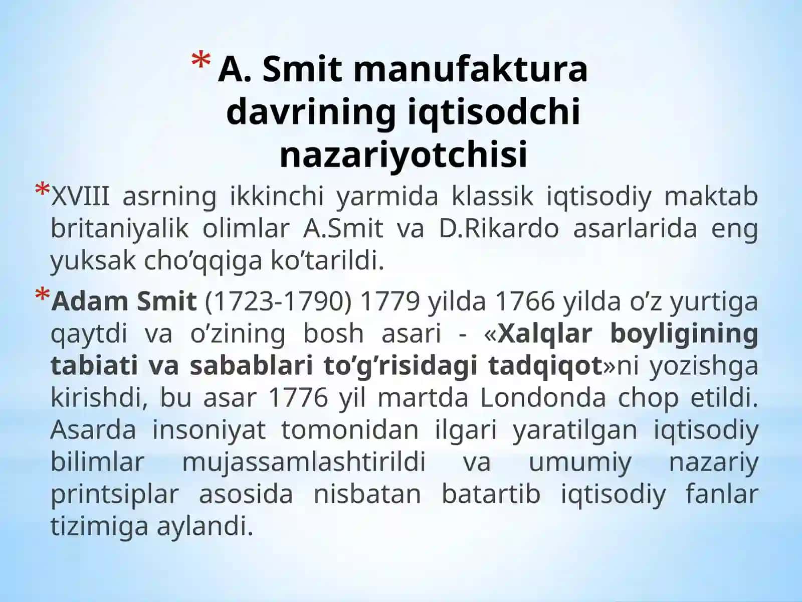 KLASSIK IQTISODIY MAKTABNING TO’LA SHAKLLANISHI 3