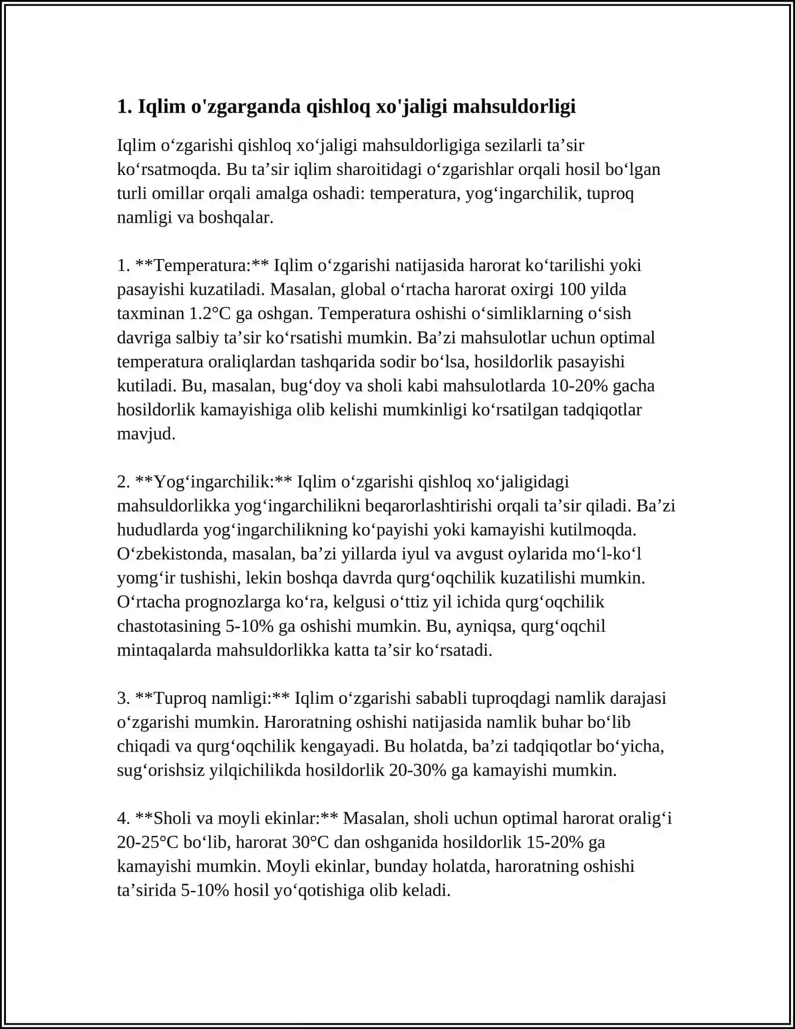IQLIM O'ZGARISHINING AHOLI VA XO'JALIKKA TA'SIRI 3