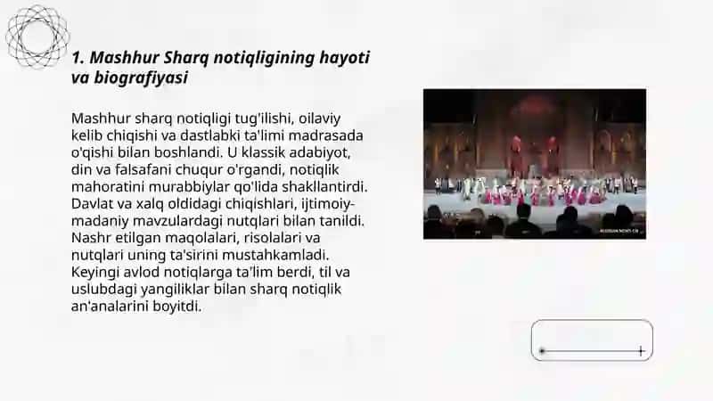 Sharq notiqligi sanʼati vakili haqida taqdimot tayyorlash 3