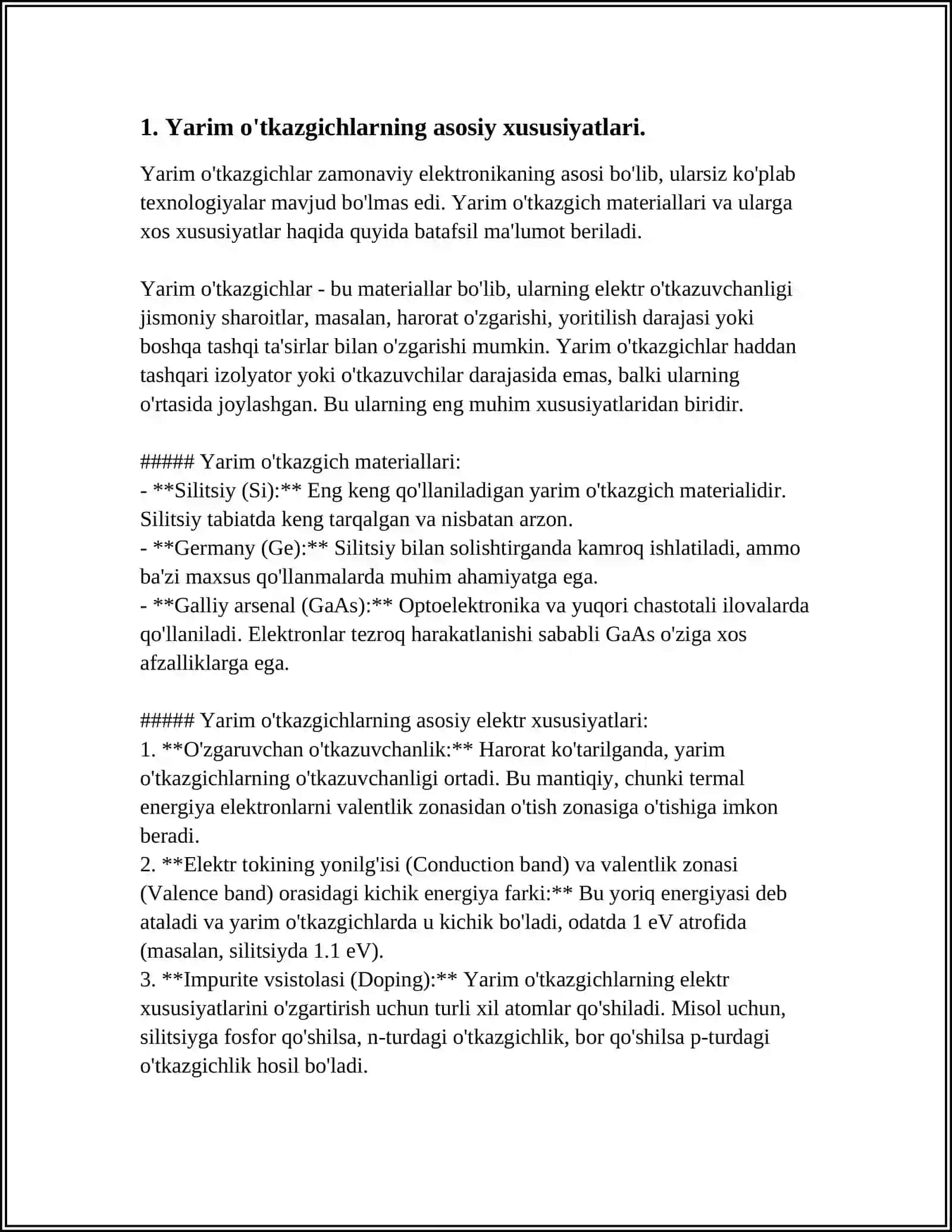 YARIM O‘TKAZGICH - YARIM O‘TKAZGICH KONTAKTI 3