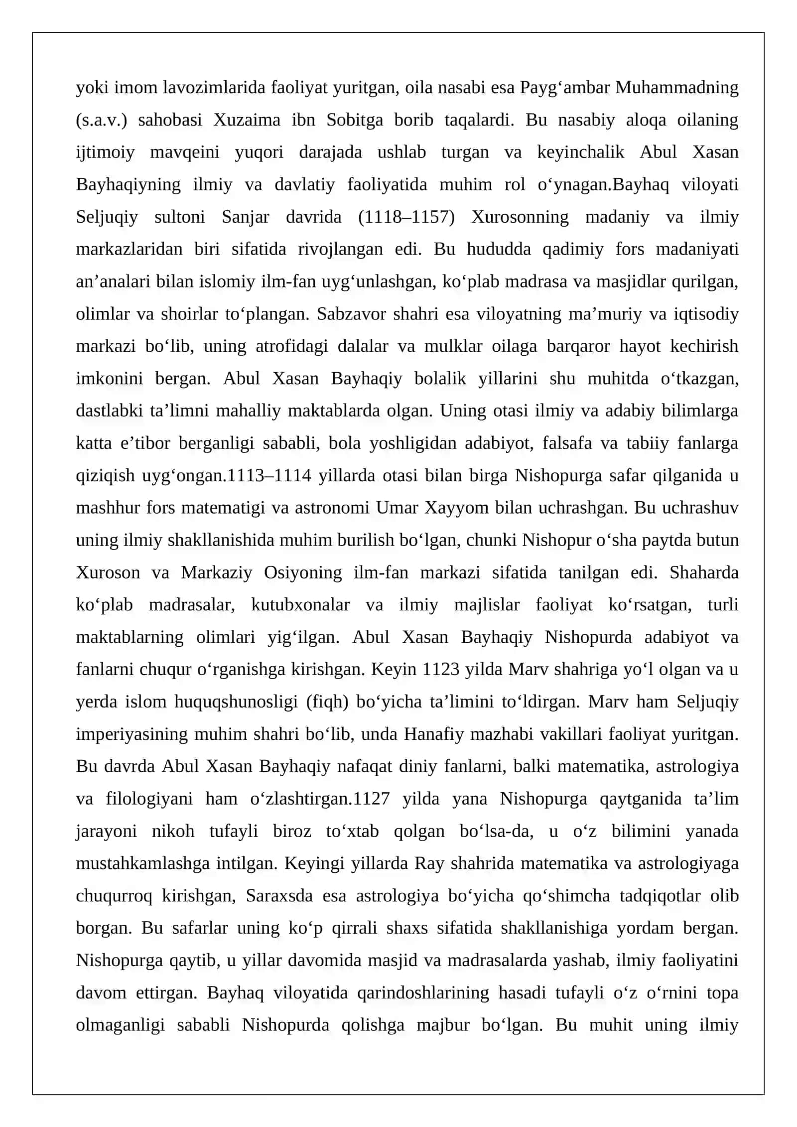 Abul Xasan Bayhaqiy (995–1077) ilmiy merosi 3