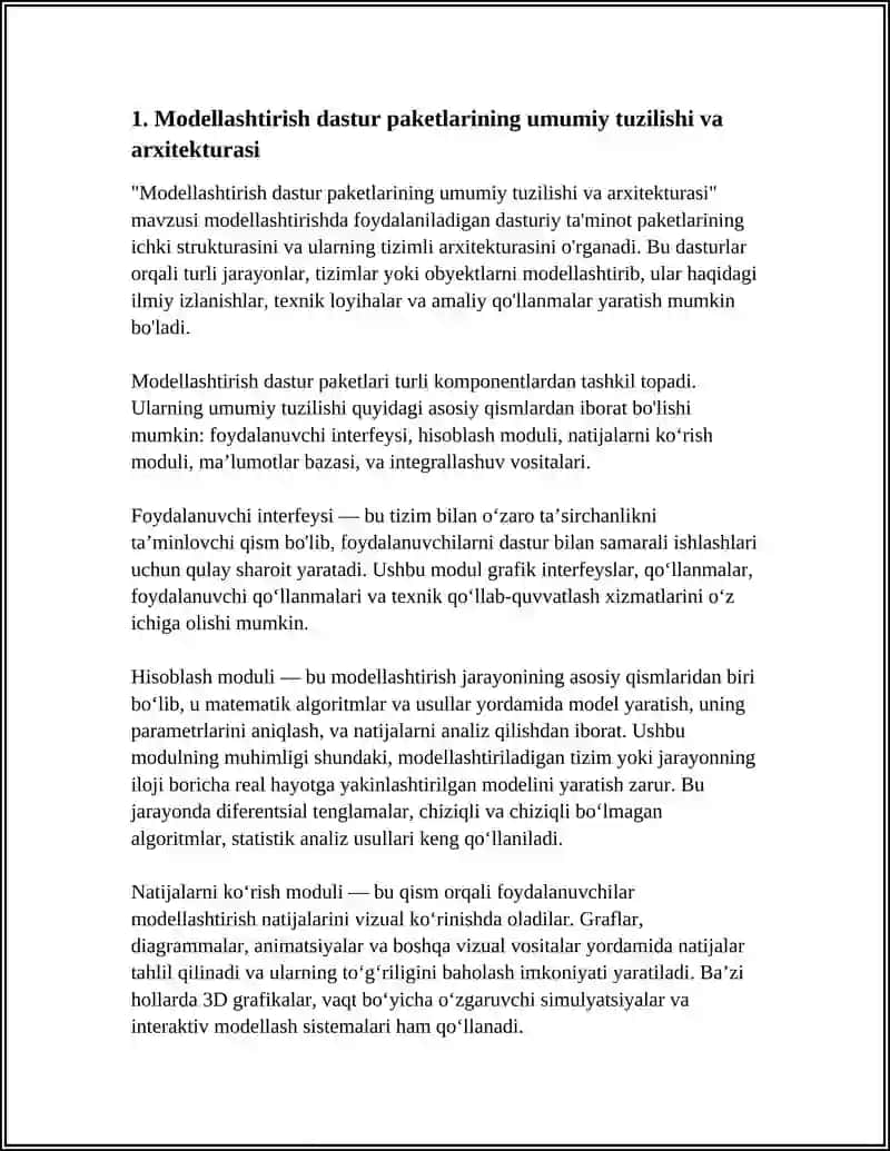 Modellashtirishda Qo'llaniladigan Amaliy Dasturlar Paketlarning Xususiyatlari 3