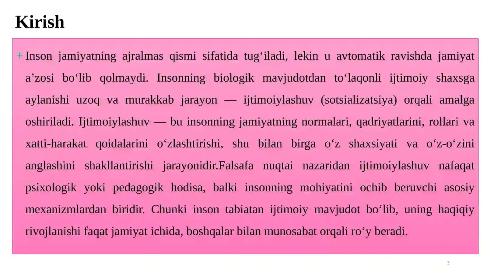 Insonning ijtimoiylashuvi jarayonining bosqichlari 3