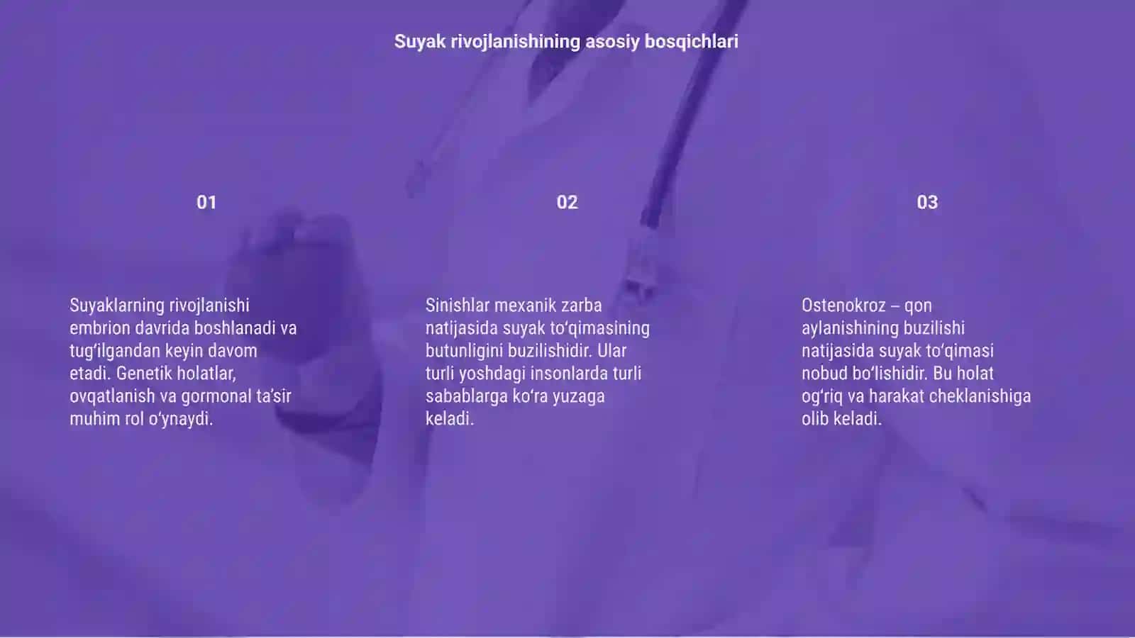 Suyaklarning rivojlanishini buzilishlari.Sinishlar.Ostenokroz 3