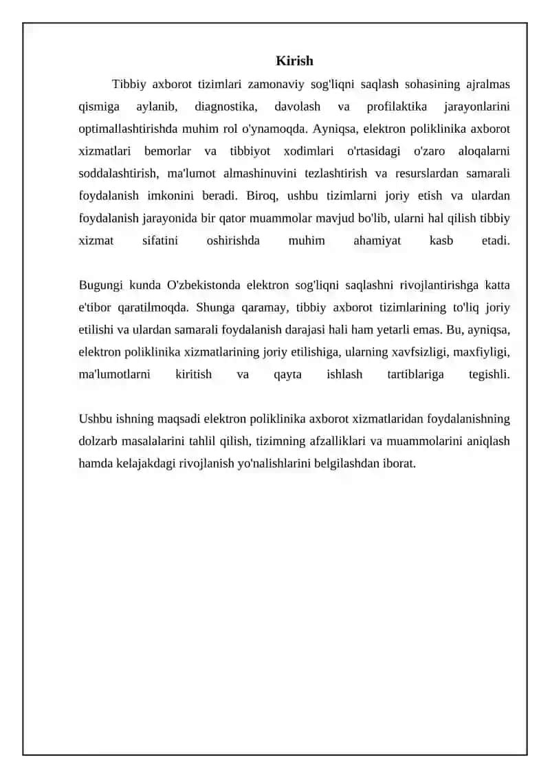 Elektron poliklinika axborot xizmati: Afzalliklar va imkoniyatlar 3