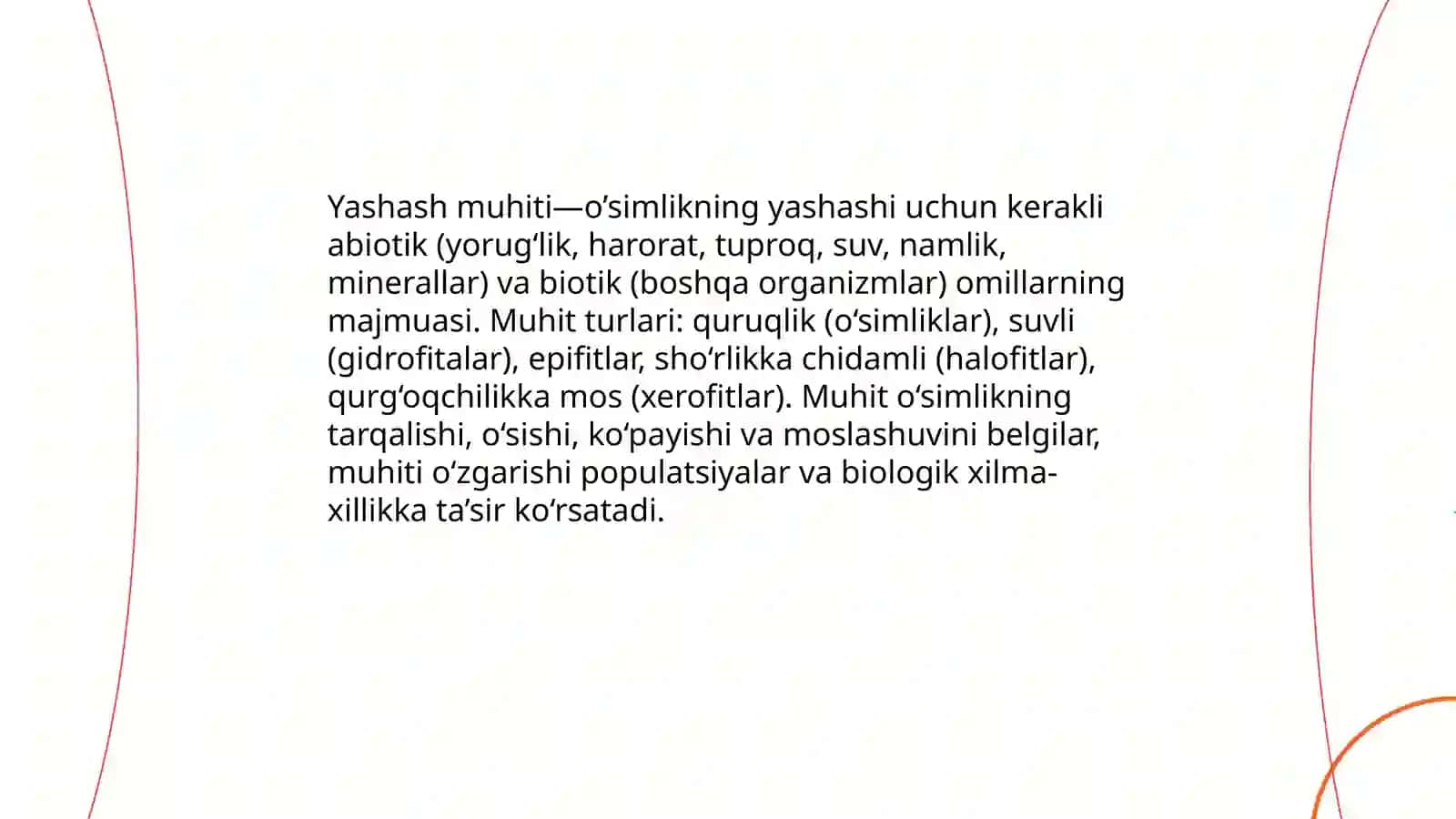 O’simliklarning yashash muhiti. Muhit va moslanish tushunchalari 3