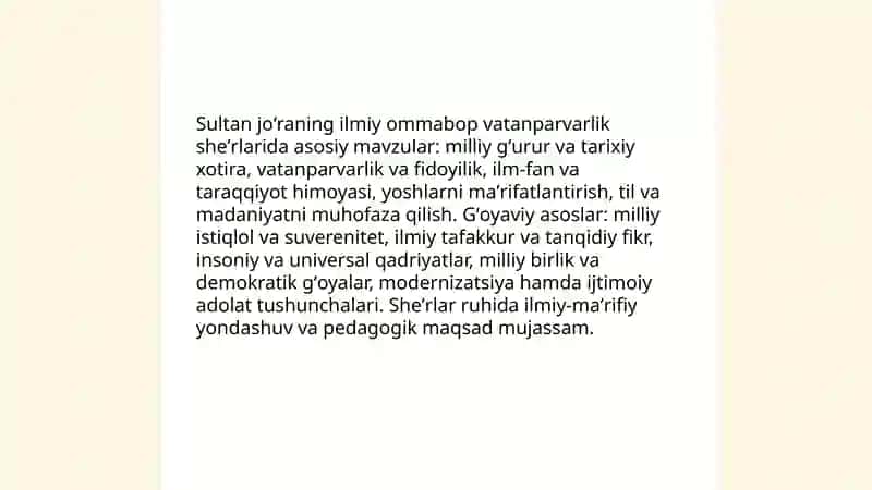 Sultan joʻraning ilmiy ommabop vatanparvarlik she'rlarini tahlil qilish 3