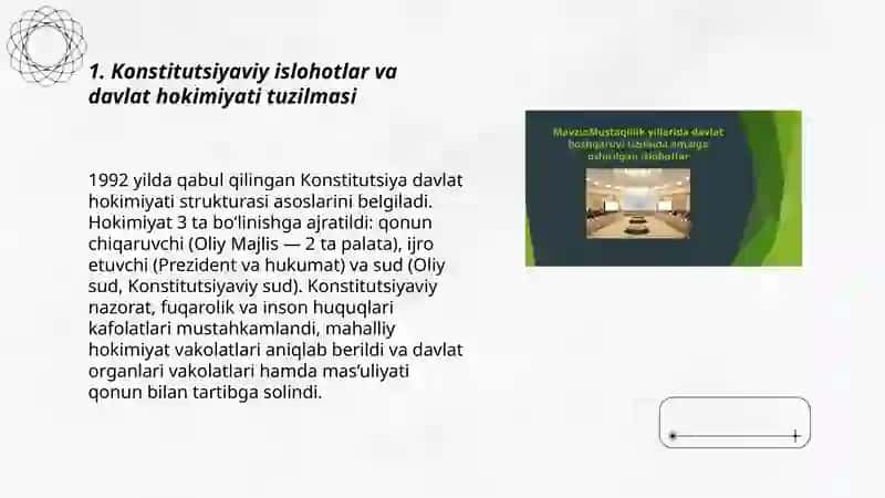 Mustaqillik yillarida davlat boshqaruvi tizimida amalga oshirilgan islohotlar 3