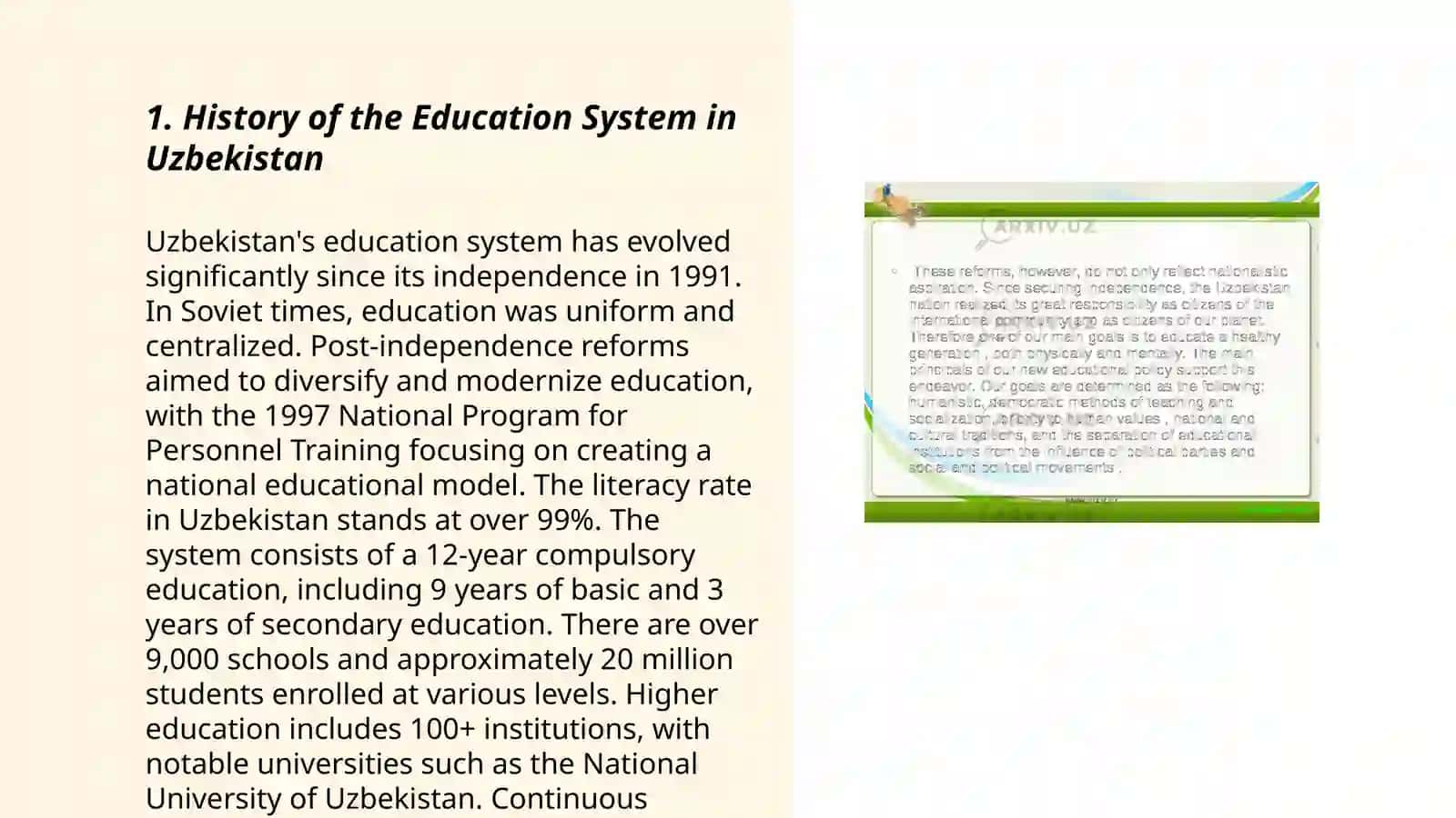 The education system of uzbekistan 3