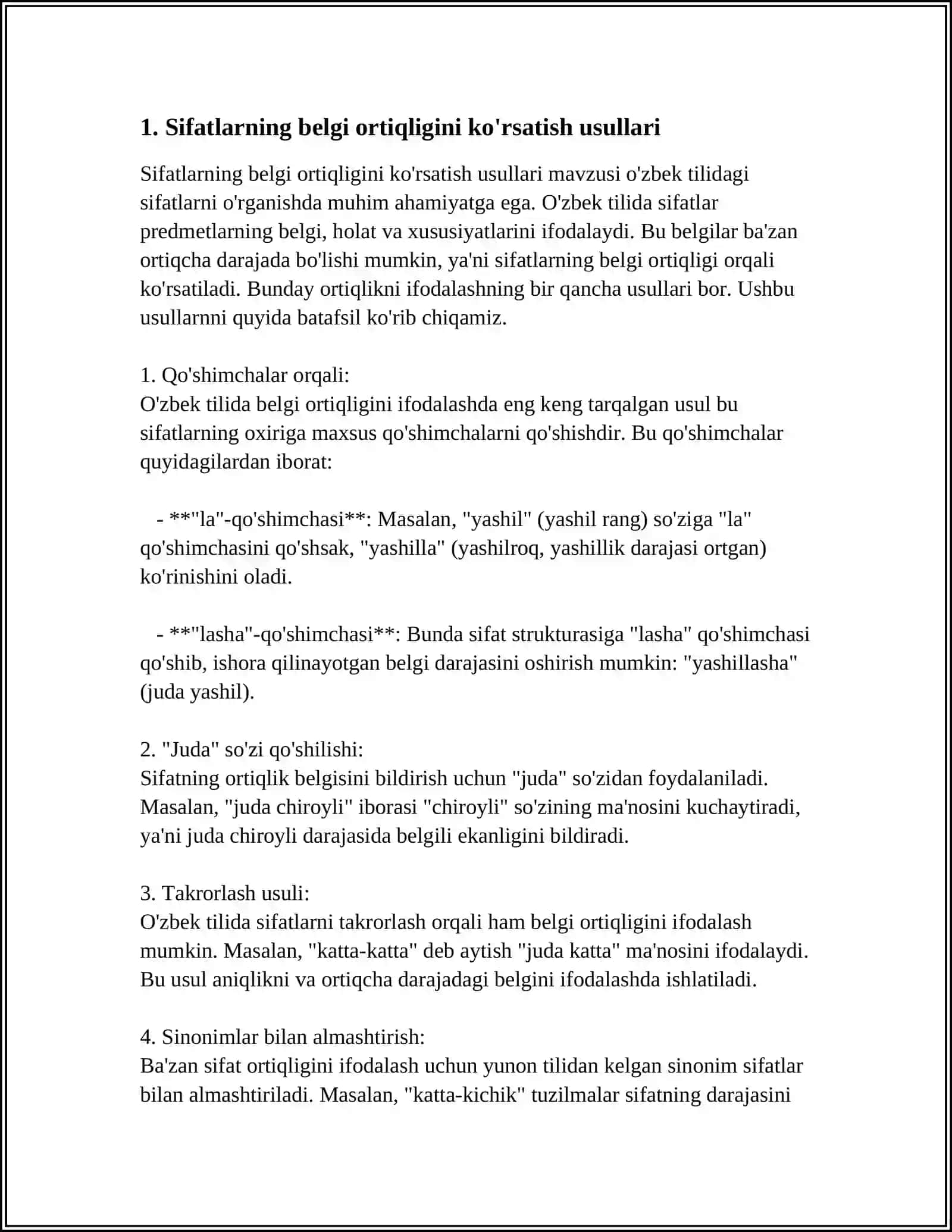 QADIMGI TURKIY TILDA SIFATLARDA BELGINING ORTIQLIGI YOKI KAMLIGINI BILDIRUVCHI SHAKLLAR 3