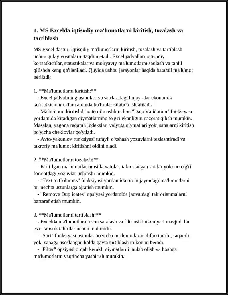IQTISODIY MASALALARNI MS EXCEL YORDAMIDA YECHISH 3