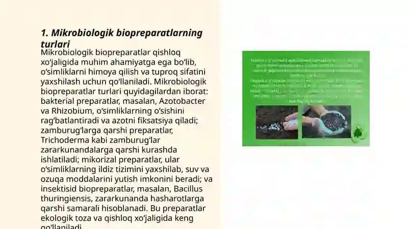 Ekologik jihatdan toza biopreparatlar yaratishda mikroorganizmlardan foydalanishning ahamiyati 3