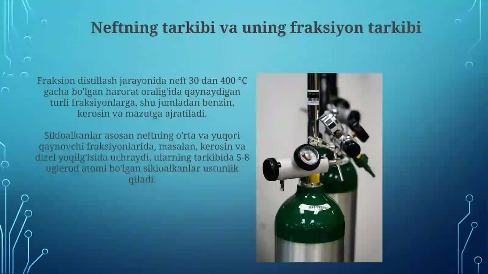 Neft tarkibidagi sikloalkanlarni olish usullari. Neft atmosferada bosimda fraksiyalarga ajratish 3
