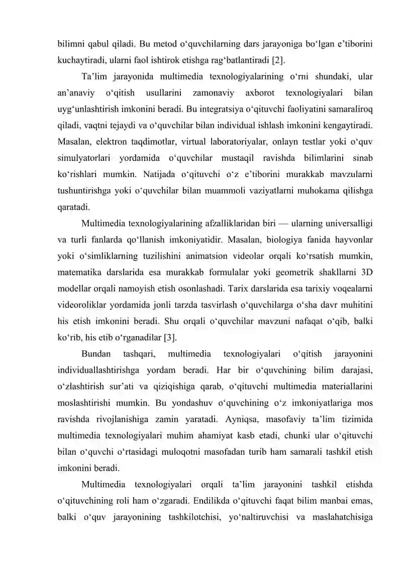 Zamonaviy multimedia texnologiyalari va uning ta'lim jarayonidagi oʻrni 3