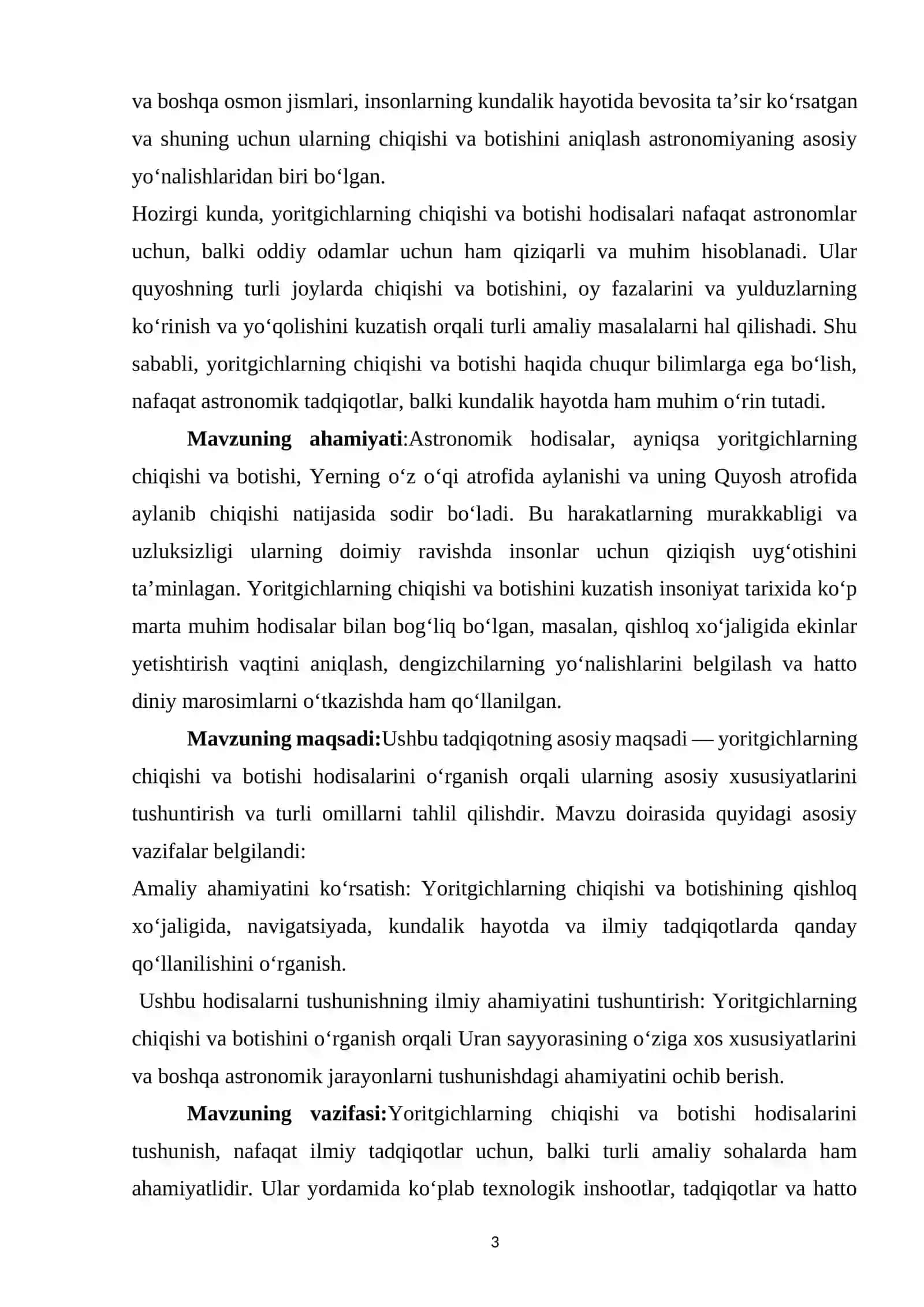 Yoritgichlarning chiqishi va botishi 3